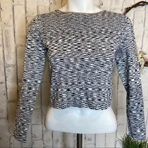 RARE Club Monaco marble crop long sleeve top XS